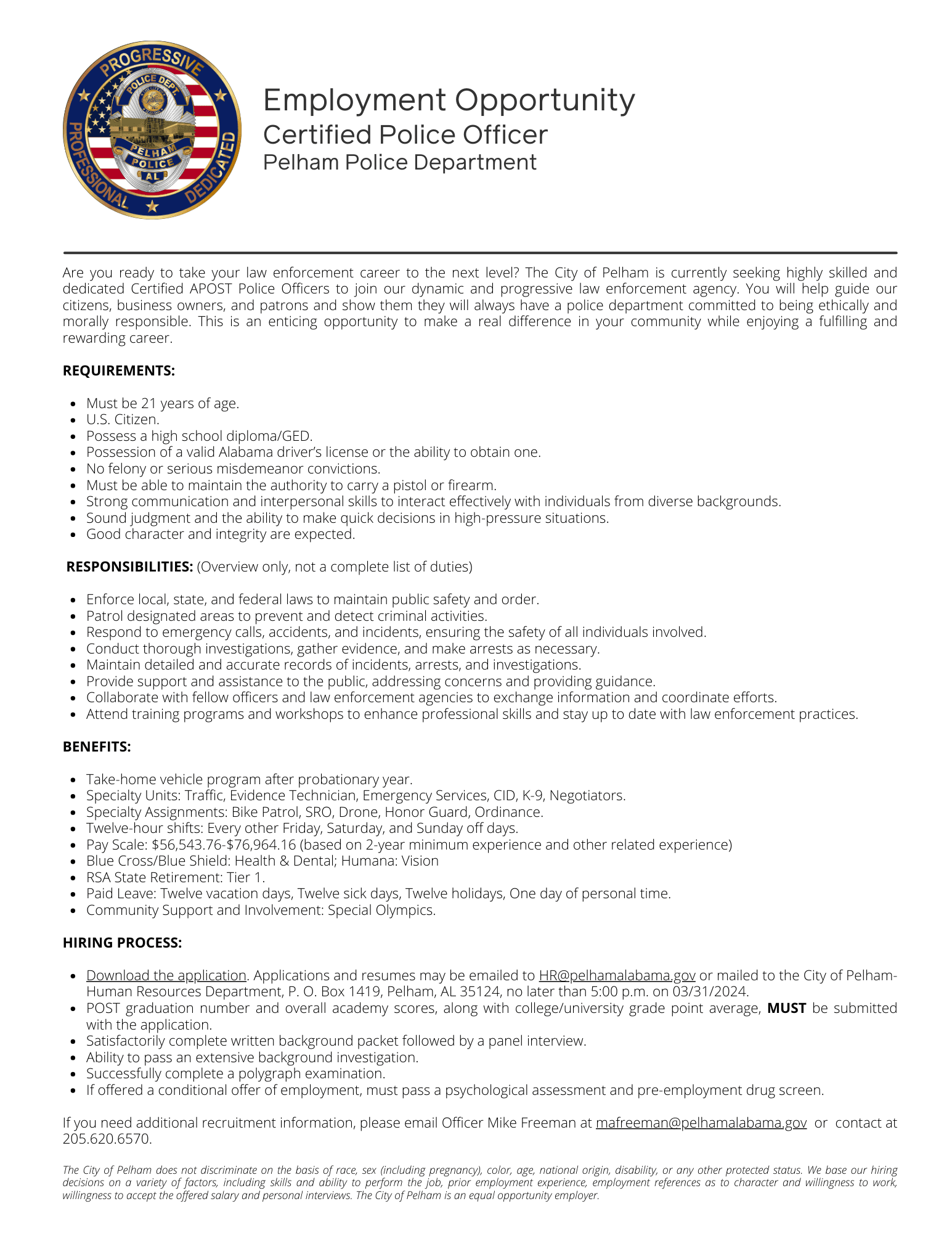 Certified Police Officer Posting